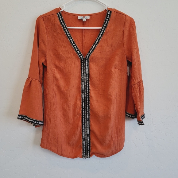 OSO Casuals Orange Boho Blouse Top Women's Size Small - Picture 6 of 8